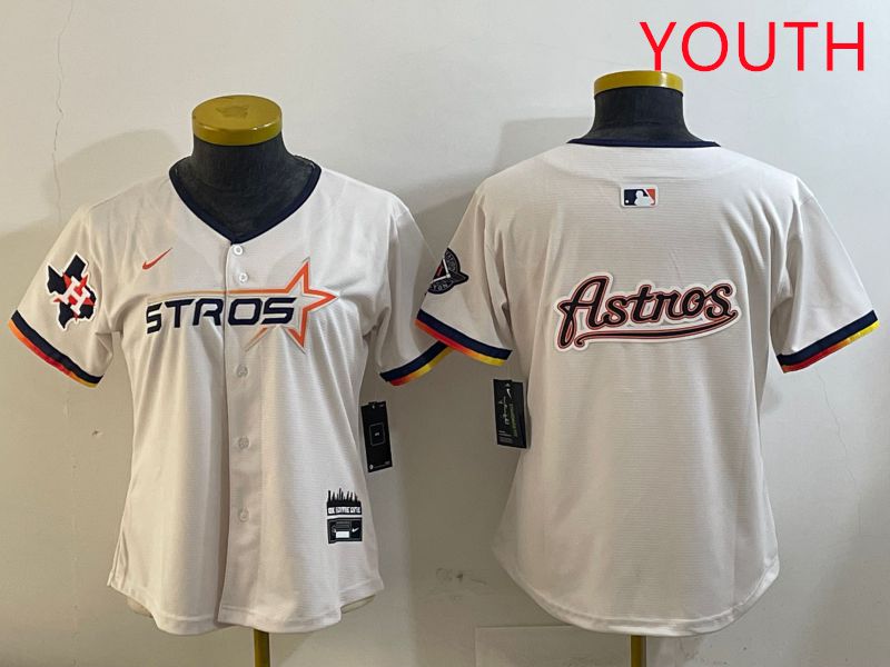 Youth Houston Astros Blank Cream Three generations Joint Name 2025 Nike MLB Jersey style 41016->youth mlb jersey->Youth Jersey